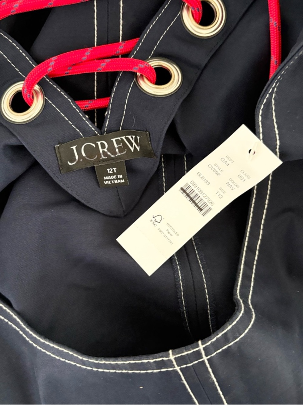 NWT J. Crew Tall Billie Dress Double Cotton Poplin Navy Blue - Picture 4 of 6
